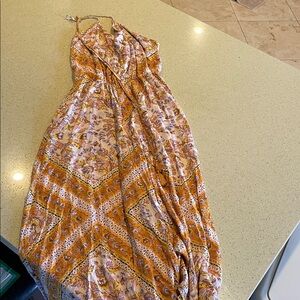 Jaase Vibrant Orange and Cream Floral Jumpsuit